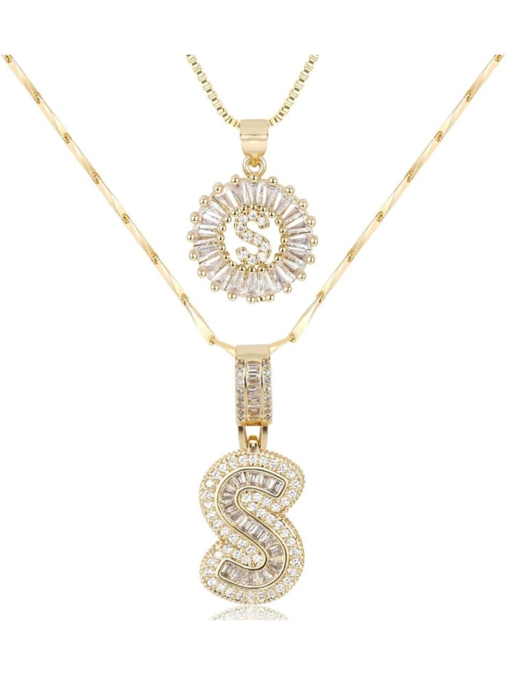 Personalized 14k Gold Plated Letter Necklace | Dainty Bling Jewelry Gift for Her